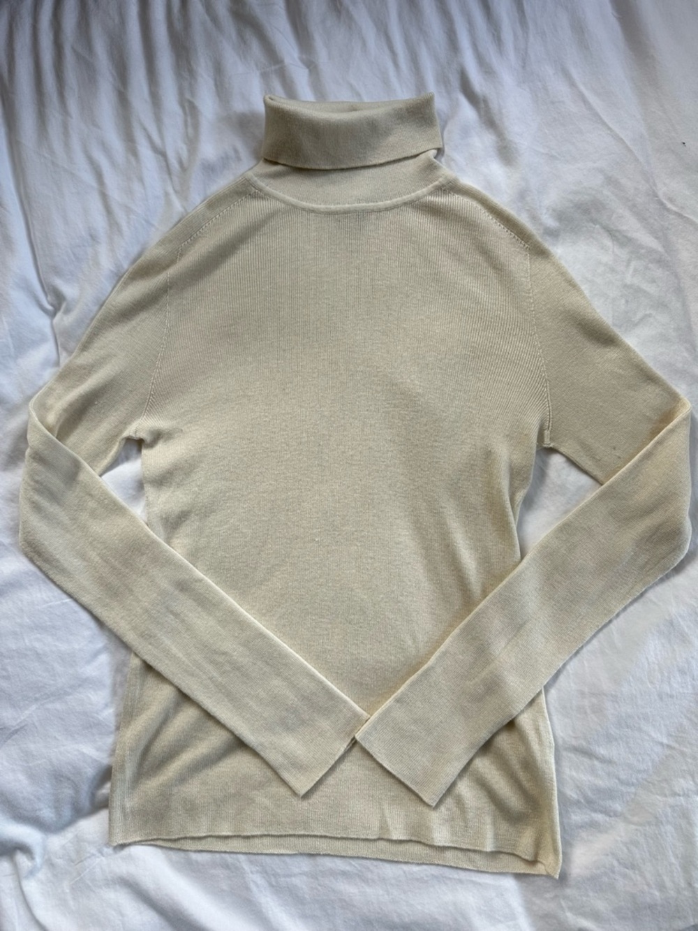 Light Cream Turtleneck Sweater - Women's Slim Fit
